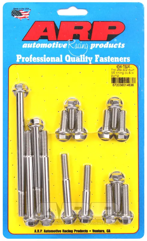 Arp Aluminum Timing Cover & Water Pump Bolt Kit For Ford 289/302 Engines 1