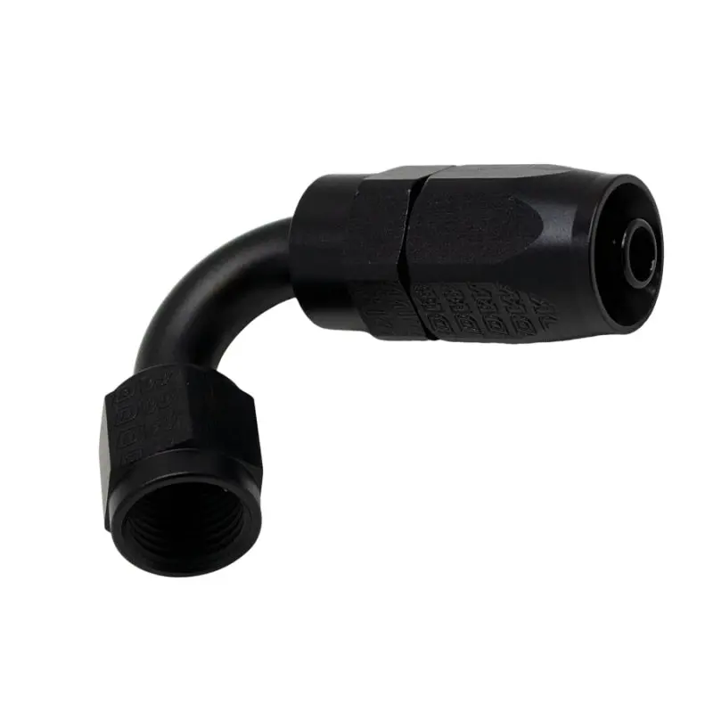 Deatschwerks 6 An Female Flare Swivel Hose End – 120-Degree Angle, Matte Black Anodized 1