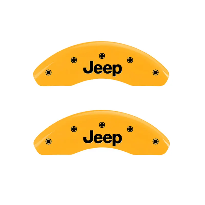 Mgp Engraved 4-Piston Caliper Covers – Front & Rear, Yellow Finish With Black Chrome Accent For Jeep 1
