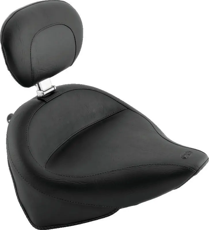 Mustang Solo Seat With Driver Backrest – Black Wide Touring Rear Seat For Harley Softail Standard (2000–2015) 1