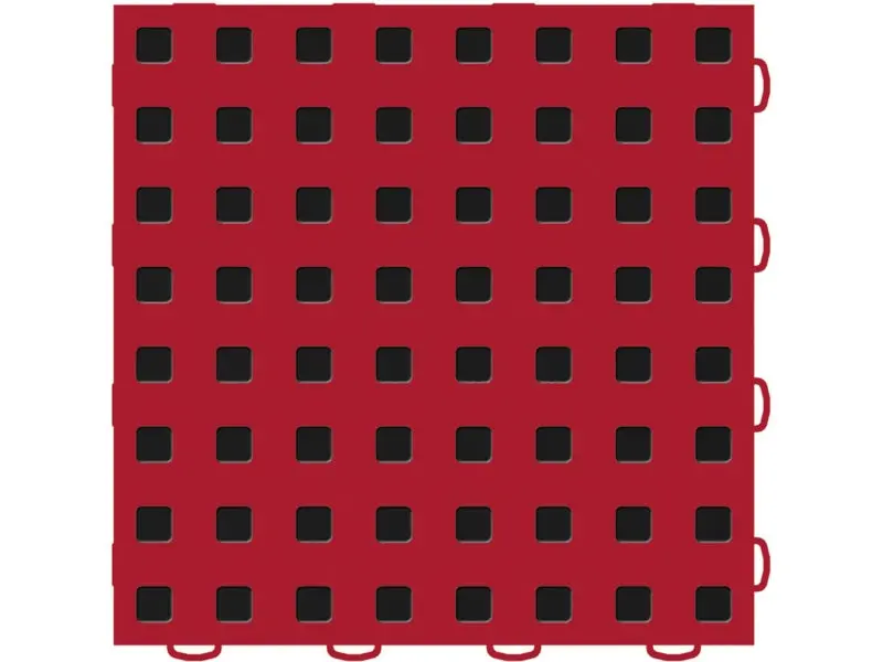Weathertech Techfloor Modular Tile Set – 3" × 12" Left-Loop Interlocking Tiles In Red/Black (Sold In Packs Of 10) 1