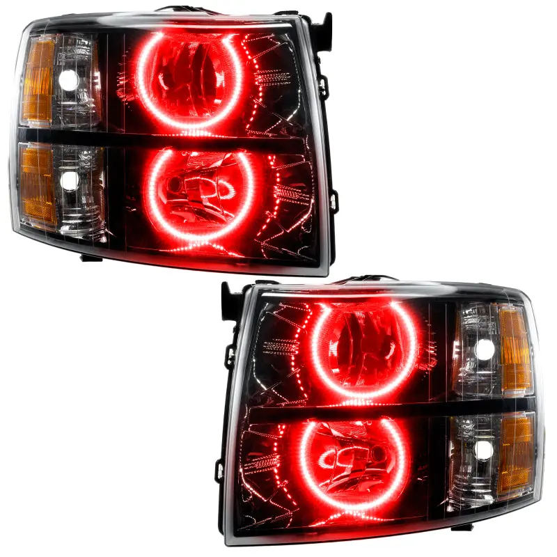 Oracle Lighting Round Halo Headlights For 2007–2013 Chevrolet Silverado – Black Housing With Red Accent 1