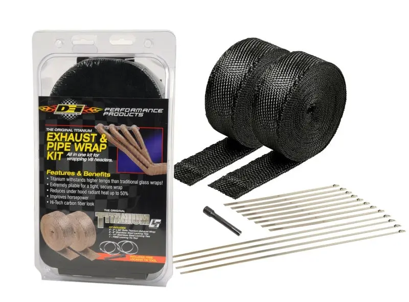Dei Black Titanium Exhaust Wrap Kit With Locking Ties And Installation Tool 1