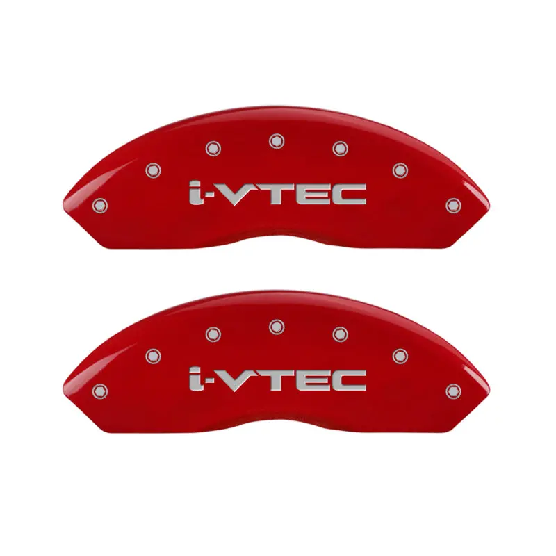 Mgp Engraved 4-Piston Caliper Covers – Front & Rear – I-Vtec Red Finish With Silver Chrome Accents 1