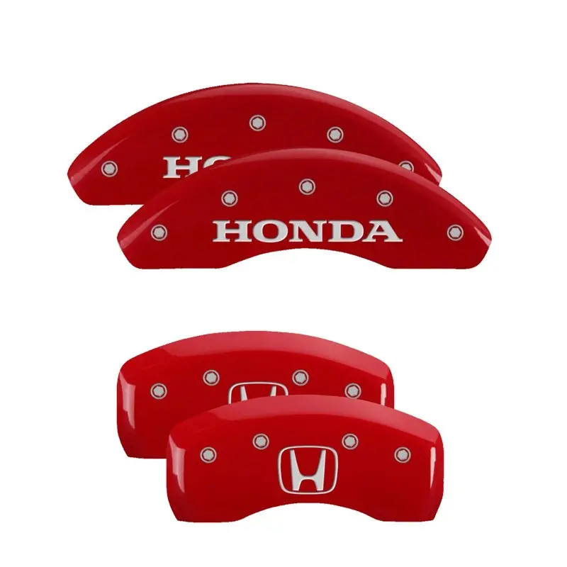 Mgp Engraved 4-Piston Caliper Covers – Front & Rear – I-Vtec Red Finish With Silver Chrome Accents 2