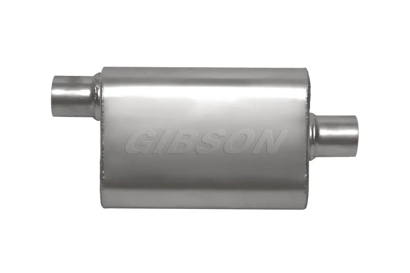 Gibson Superflow Oval Muffler – 4X9X13In Stainless Steel, Offset/Center Configuration, 2In Inlet / 2.25In Outlet 1